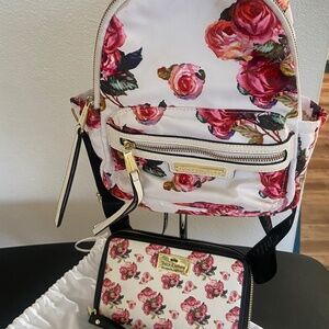 Juicy couture, nylon floral, backpack, and wallet set